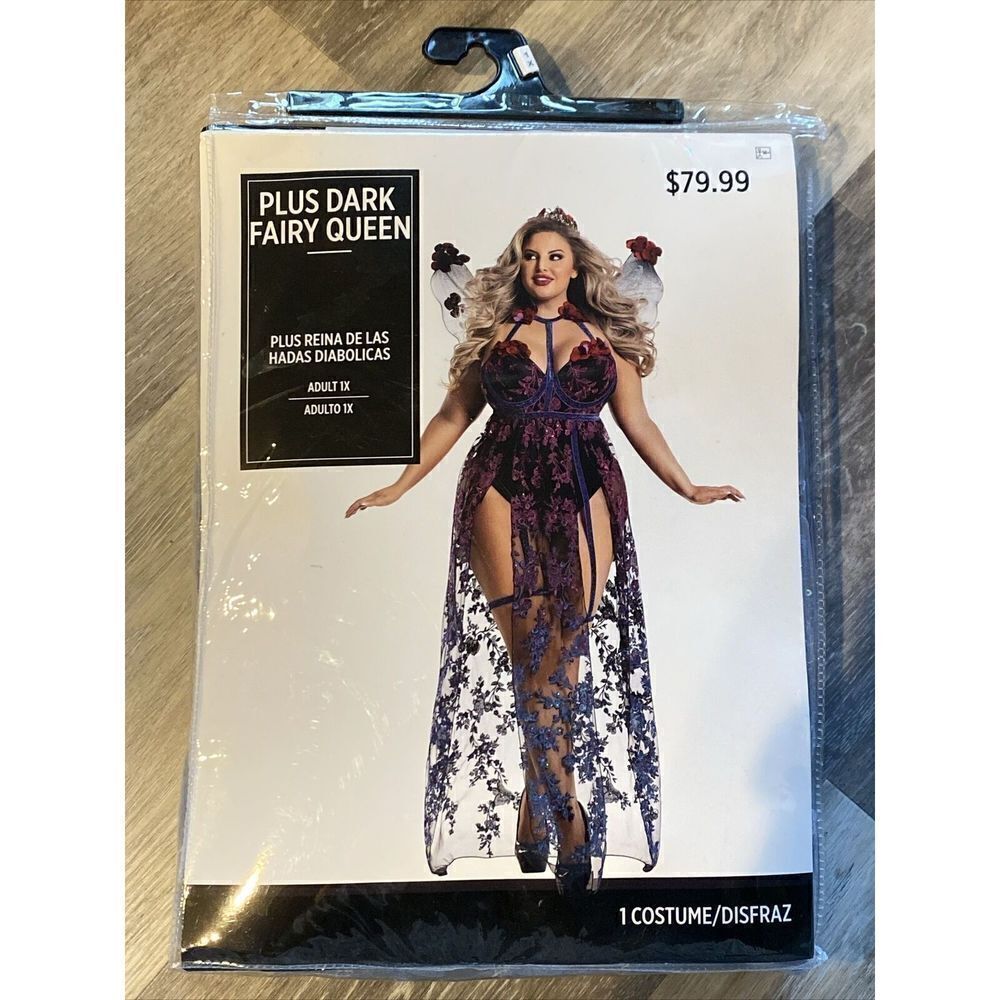 Women's Adult 1XL Plus Sz Dark Fairy Queen Costume Halloween Burlesque Cosplay
